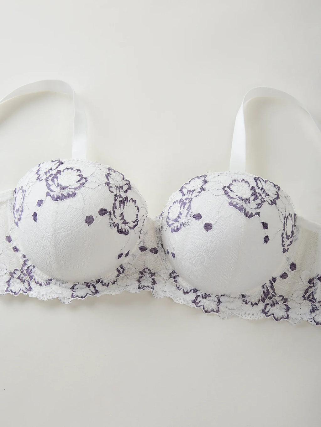 Floral Plus Size Women Bra Lace & Embroidery Push up Bra Comfort Thin Cup Underwire Support Lingerie Bra
