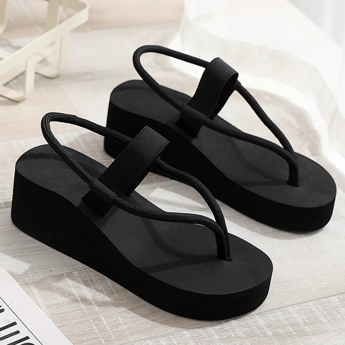 Women Leisure Wedges Sandals Summer Platform Shoes Light Weight Soft EVA Sole Girls Beach Street Flip Flops Plus Size 41 Sandal