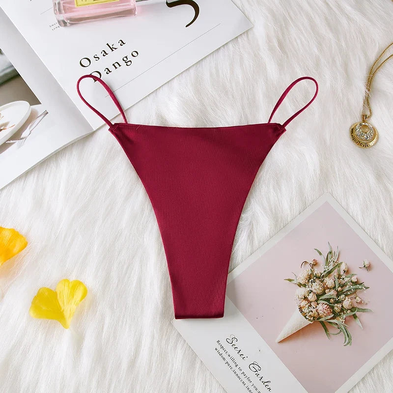 Women Panties G String Sexy Thong Seamless Underwear Ice Silk T Back Butterfly Briefs Girls Low Waist Lingerie Plus Size S-XL