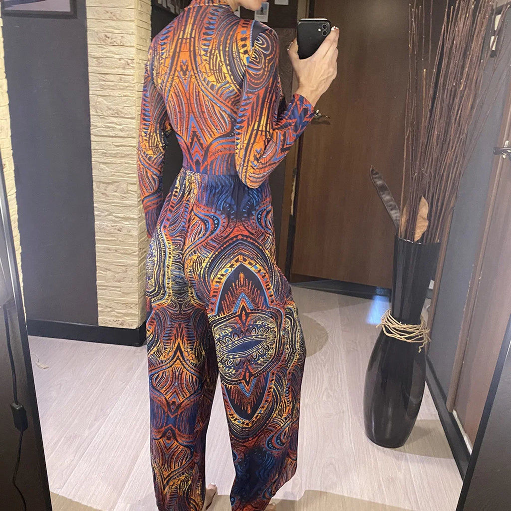 XS - XXL Printed Long Sleeve With Pants Women Swimwear One Piece Swimsuit Female Zipper Padded Bather Bathing Suit Swim V7094