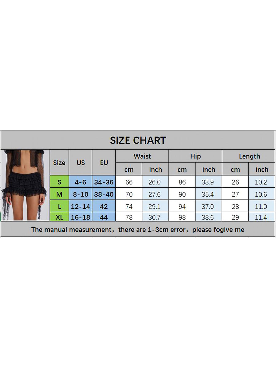 Women's Lace Shorts Ruffle Layered Elastic Waist Short Pants Bloomers Streetwear