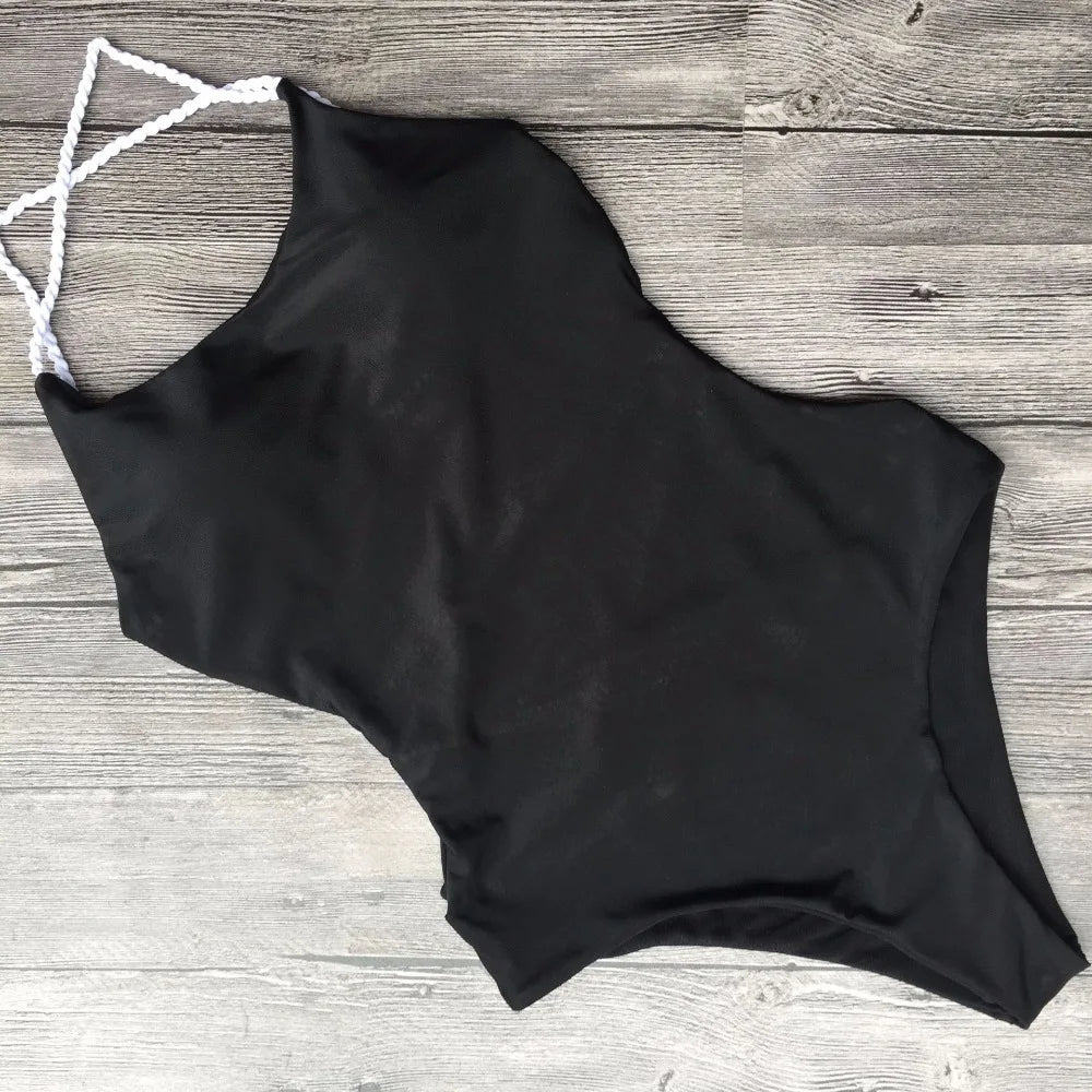Criss Cross Backless Women Swimwear One Piece Swimsuit Female Monokini High Cut Leg Bather Bathing Suit Swim Beach Wear Lady