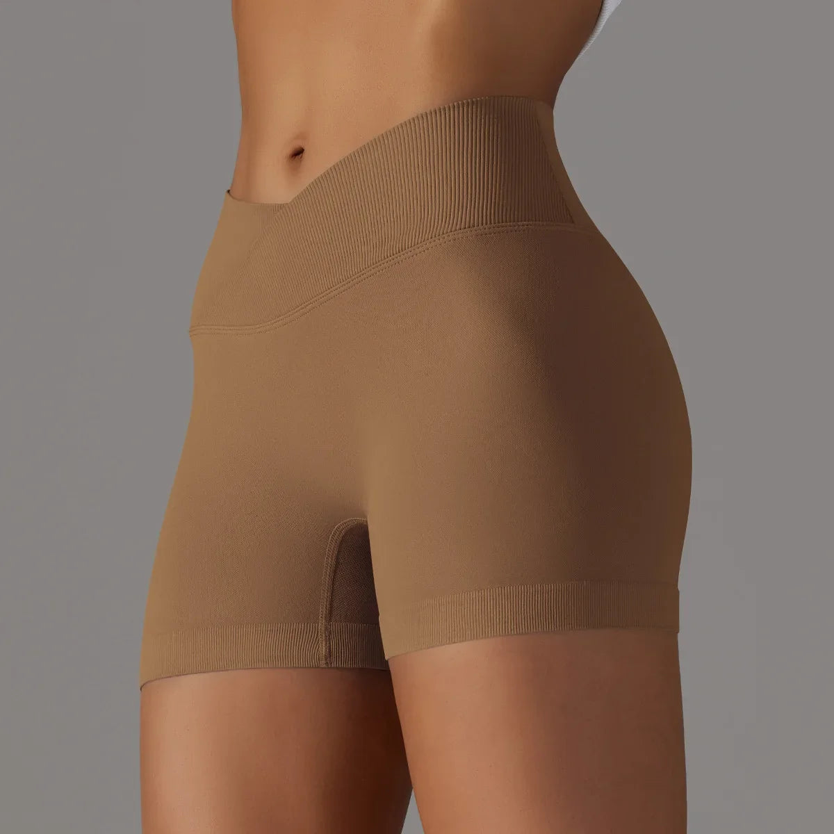 Summer V-waist peach hip lifting tight fitting three part pants, high waist yoga shorts, running speed drying seamless yoga pant