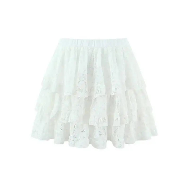 French-style Elegant Stand-up Collar Tie-waist Slim-fit Pleated Long-sleeve Shirt For Women With Waist Lace Cake Skirt QXS5