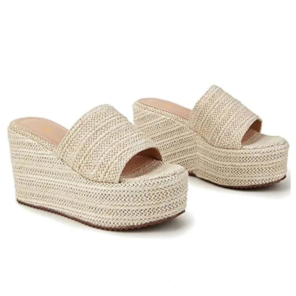 Wedge Sandals for Women Espadrilles Platform Sandals Summer High Heels Slides Outdoor Beach Slippers Slip on Dress Mules Shoes