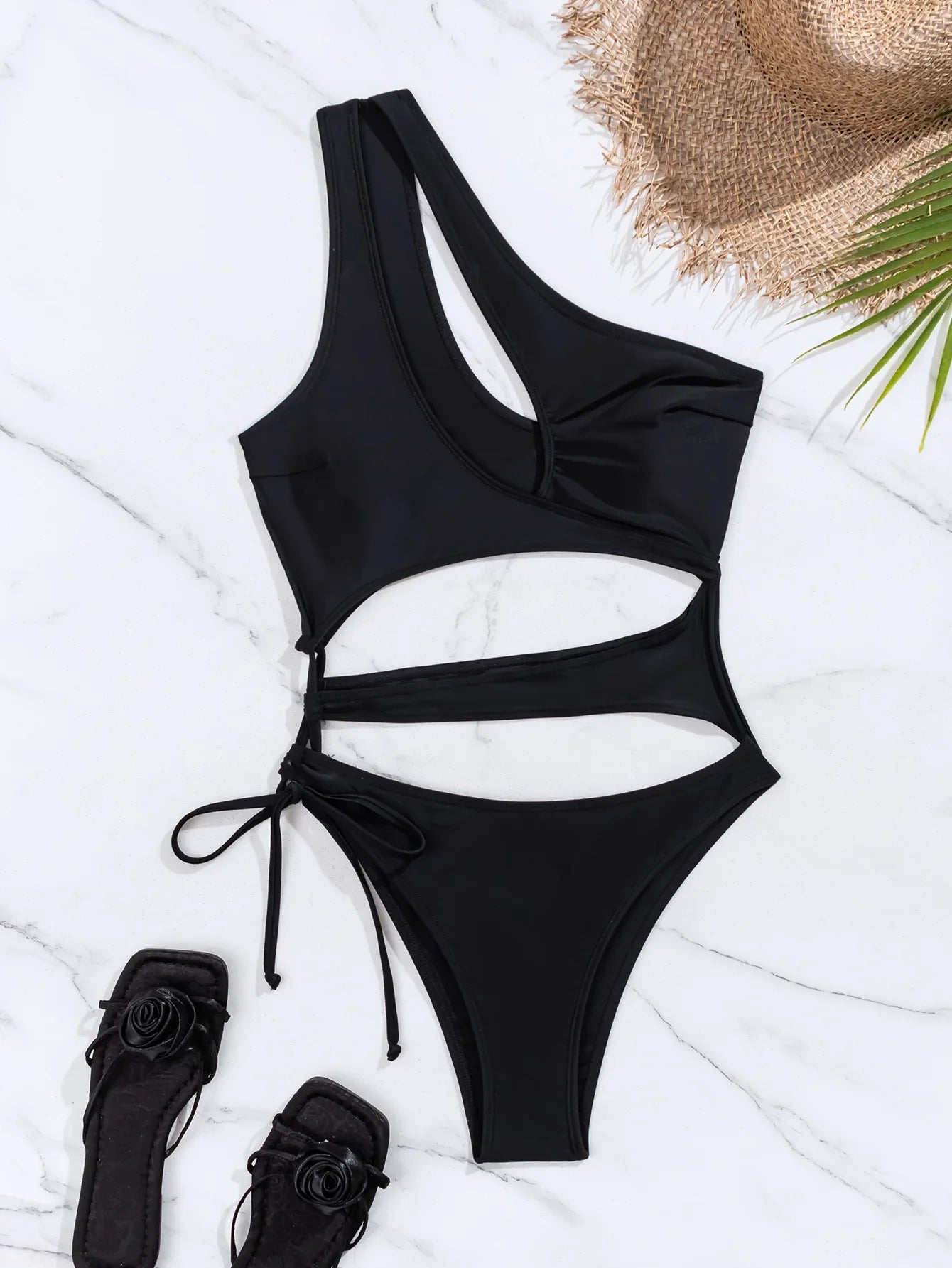 Cut Out Asymmetric One Shoulder One Piece Swimsuit Women Swimwear Female Monokini High Cut Bather Bathing Suit Swim Beachwear