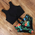 High Waist Bikini Sexy Swimwear Women Striped Leopard Front Tie Push Up Two Piece Swimsuit Beach Bathing Suit Vacation Outfits