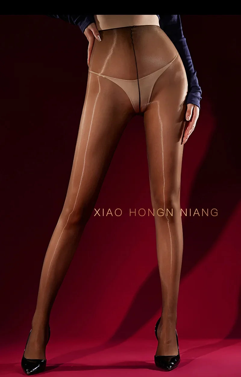Dual-Color Aurora Tights With Glossy Deep Crotch Sexy Ultra-Thin Pantyhose Smmoth Black Pure Desire Charming Pantyhose BUZN
