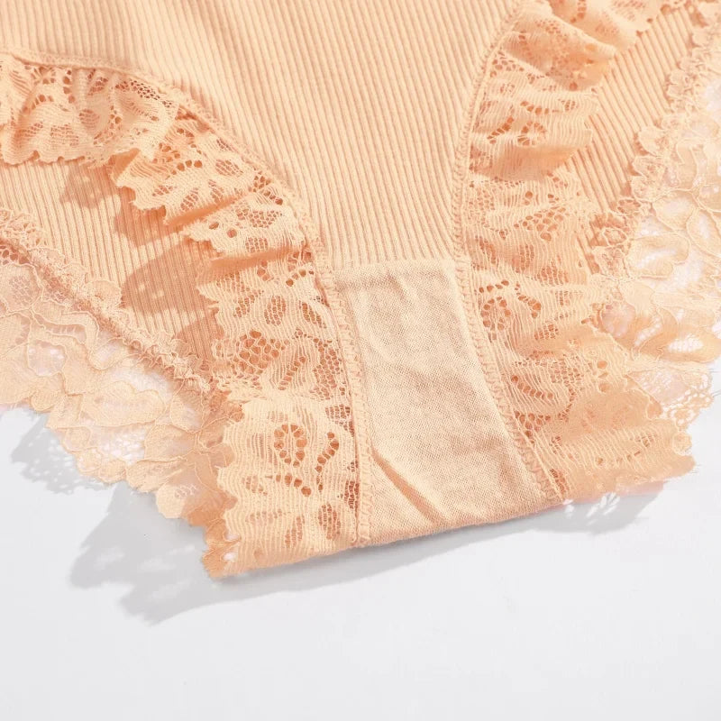 5PCS/Set Women Cotton Panties Sexy Lace Low Waist Briefs Stretch Comfortable Ladies Underwear Soft Breathable Intimate Lingerie