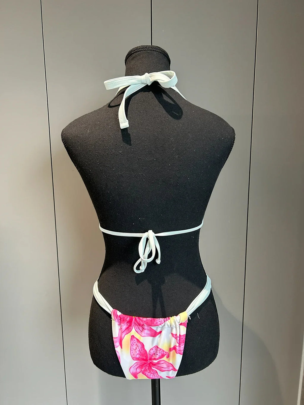 Boho Style Women's Floral Print Swimsuit Sexy Backless Lace-up Swimwear Push Up Thong Bathing Suit Female Bikini Set Beachwear