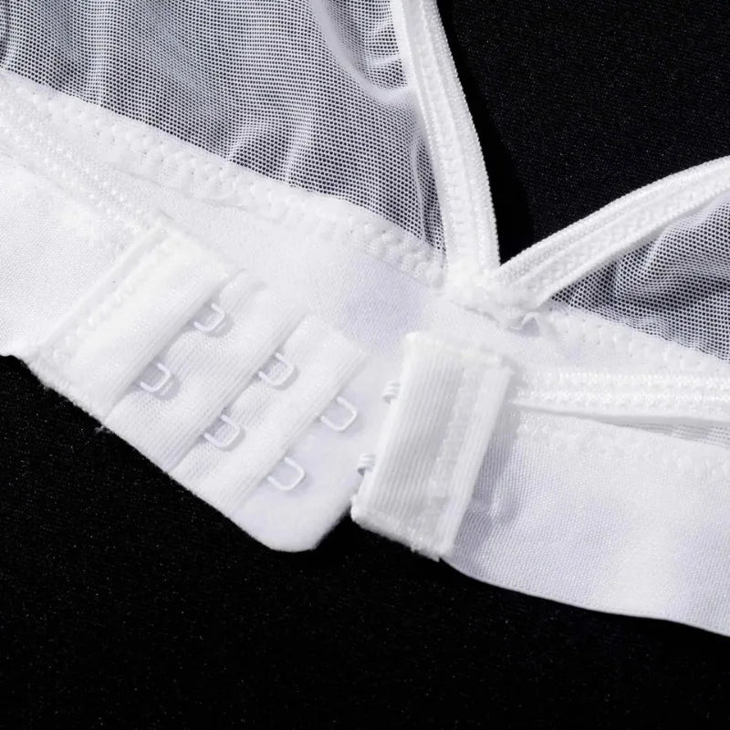 Toucheart 5-Pieces Erotic Lingerie Sexy Hip Skirt For Women Mesh Patchwork Hollow Out See-Through Lure Garters Underwear Suit