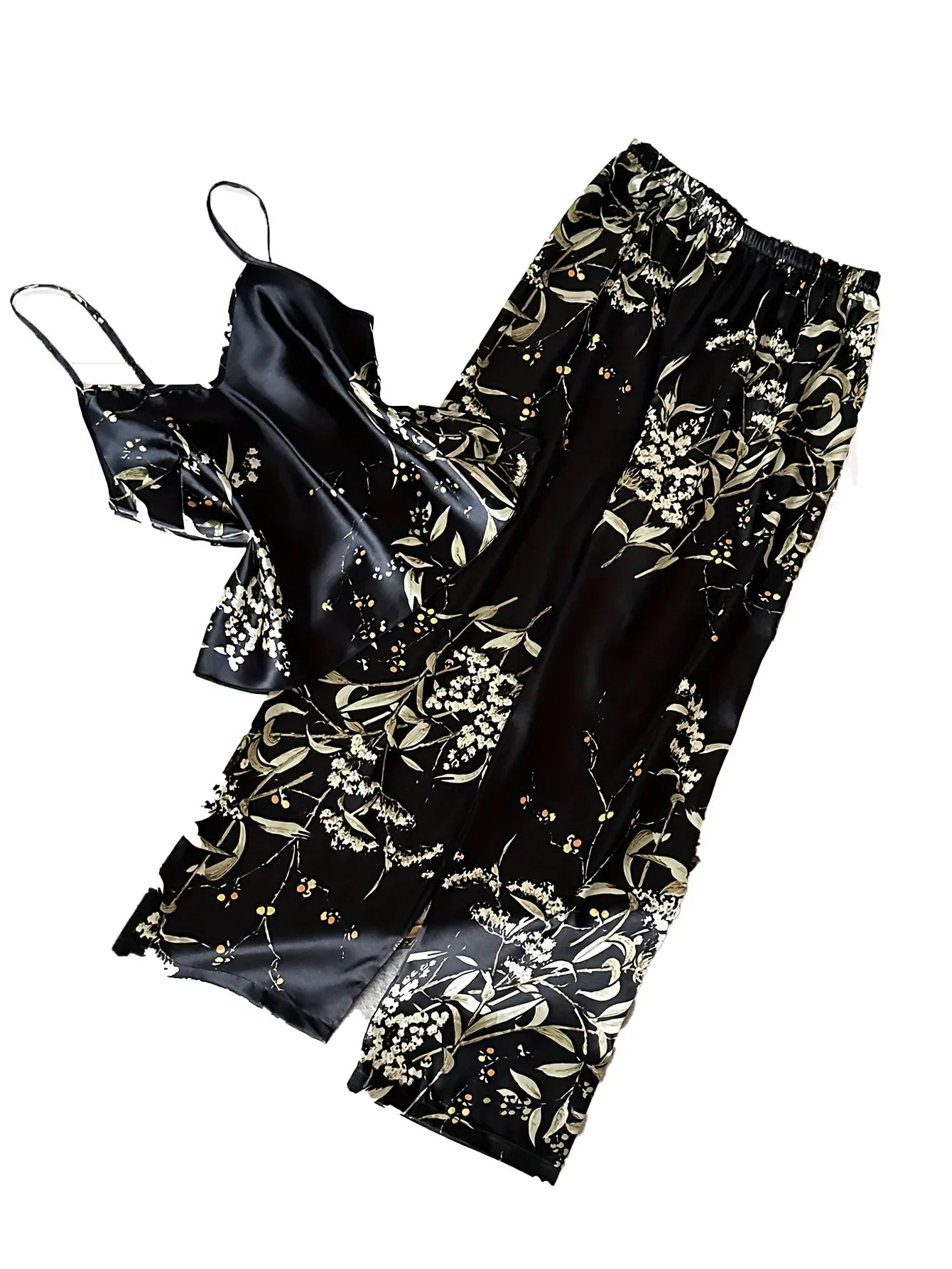 New Women's Pajamas Set Cherry Print Sleeveless V Neck Sexy Sleepwear Fashion 2PC Homewear for Summer and Spring