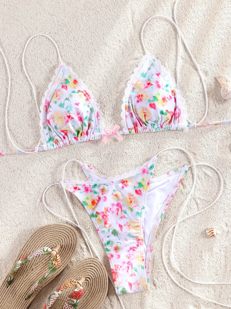Miyouj Triangle Bikini New Two Piece Suit Solid Color Beachwear 2026 Bikini Women's Swimsuits Sexy Bathsuit Micro Thong Swimwear