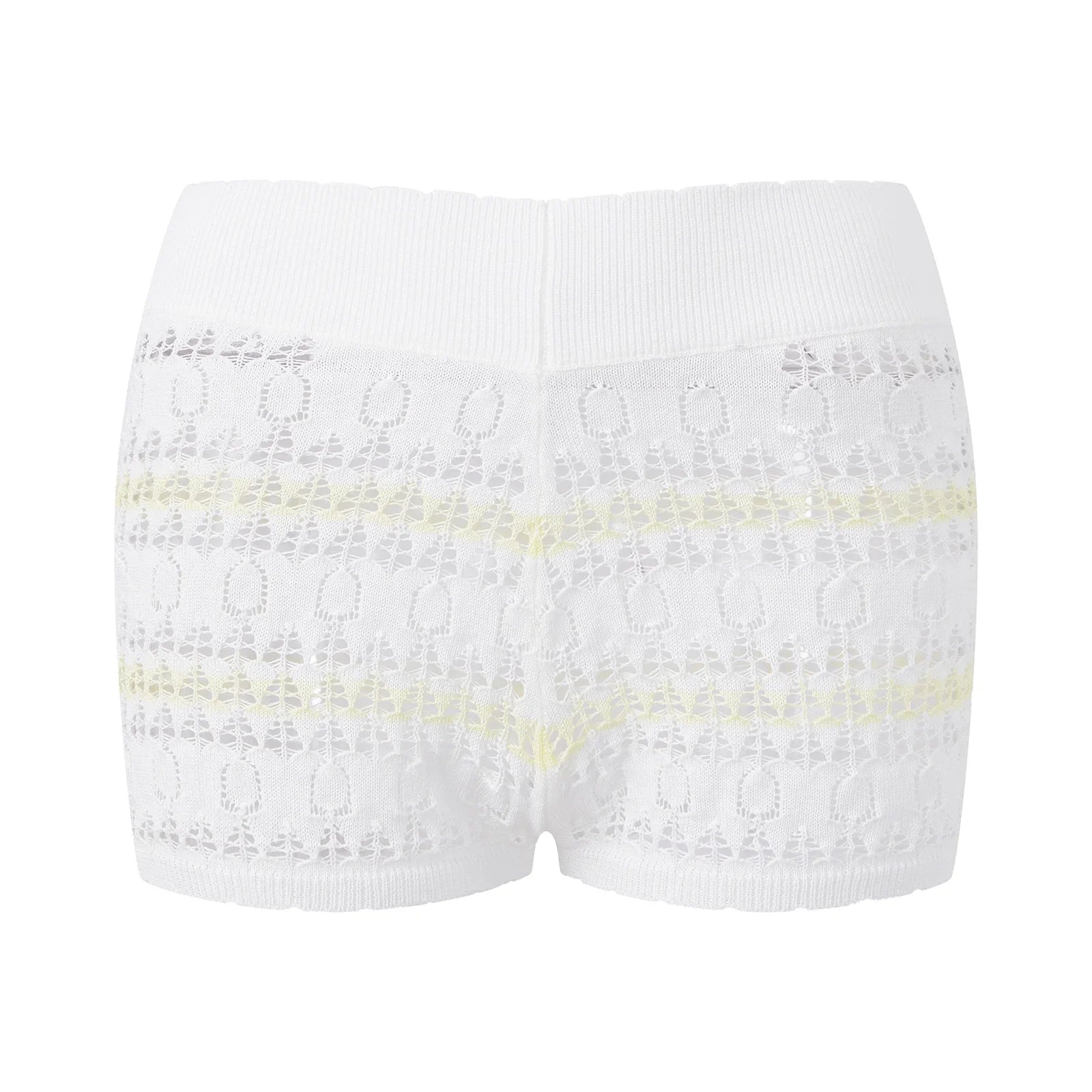 Summer Women's Knit Mini Shorts Elastic Waist Skinny Striped Print Micro Shorts Casual Daily Club Short Pants Beach Cover-ups