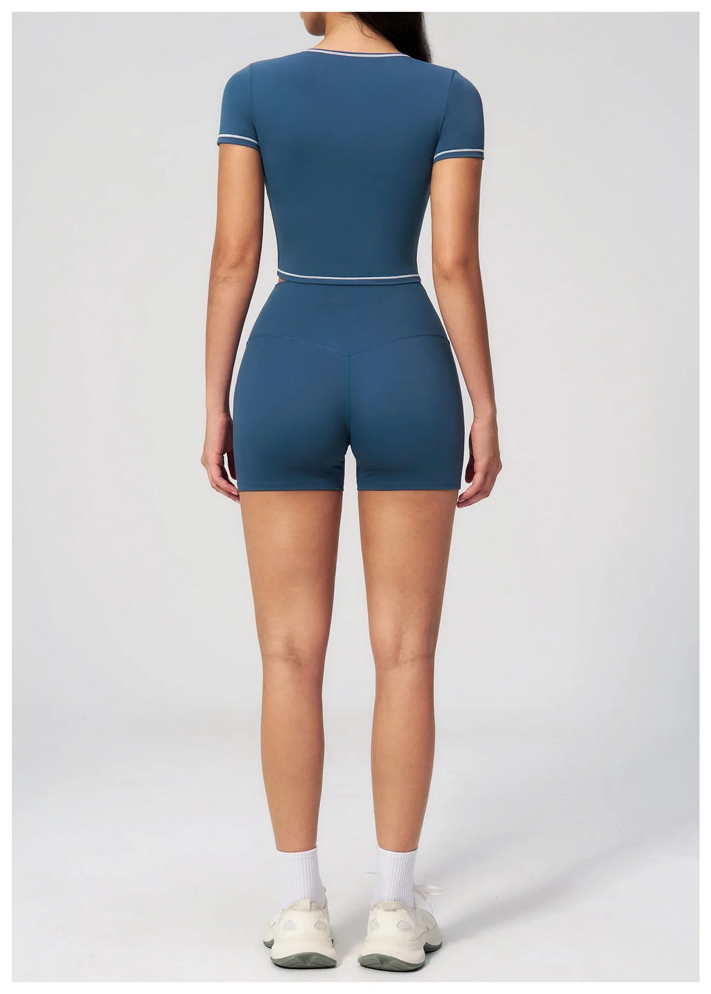Speed Drying Tight Yoga Sets Women Color Contrast Short Sleeve Slim Sports Top High Waist Leggings Running Fitness Athletic Wear