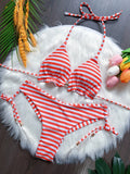 2026 New Women's Swimsuit Neck Hanging Bikini Set Split Beach Swimsuit 2-piece Set with Tassel Decoration