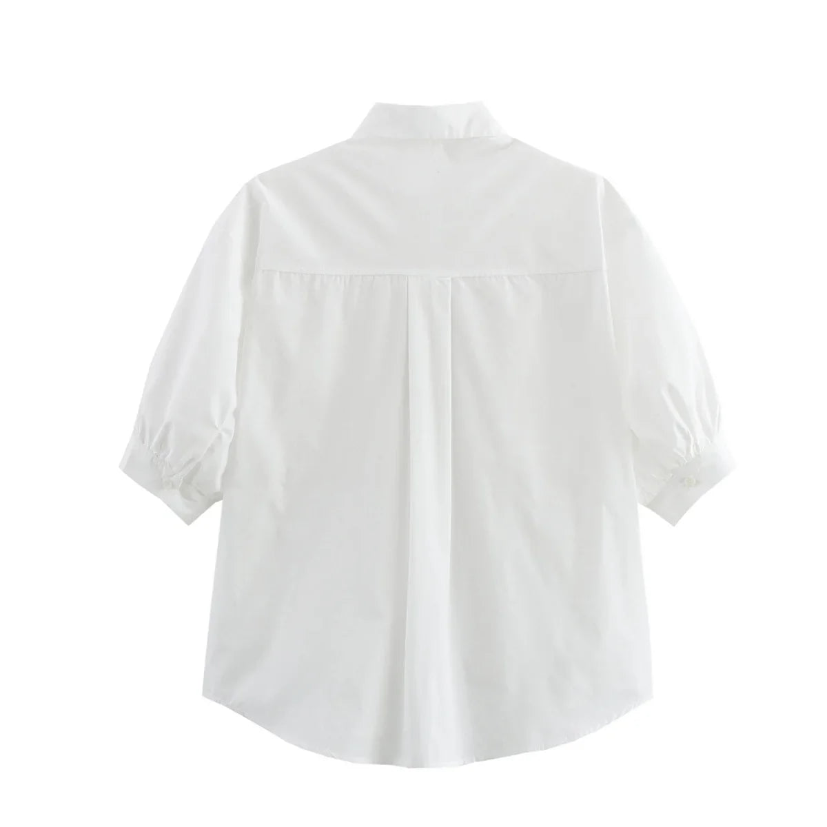 Women's Fashion Casual White Short Sleeve Shirt White Cotton Button Shirt Lapel Collar Half Sleeve Loose Fit Casual Blouse 8GDK