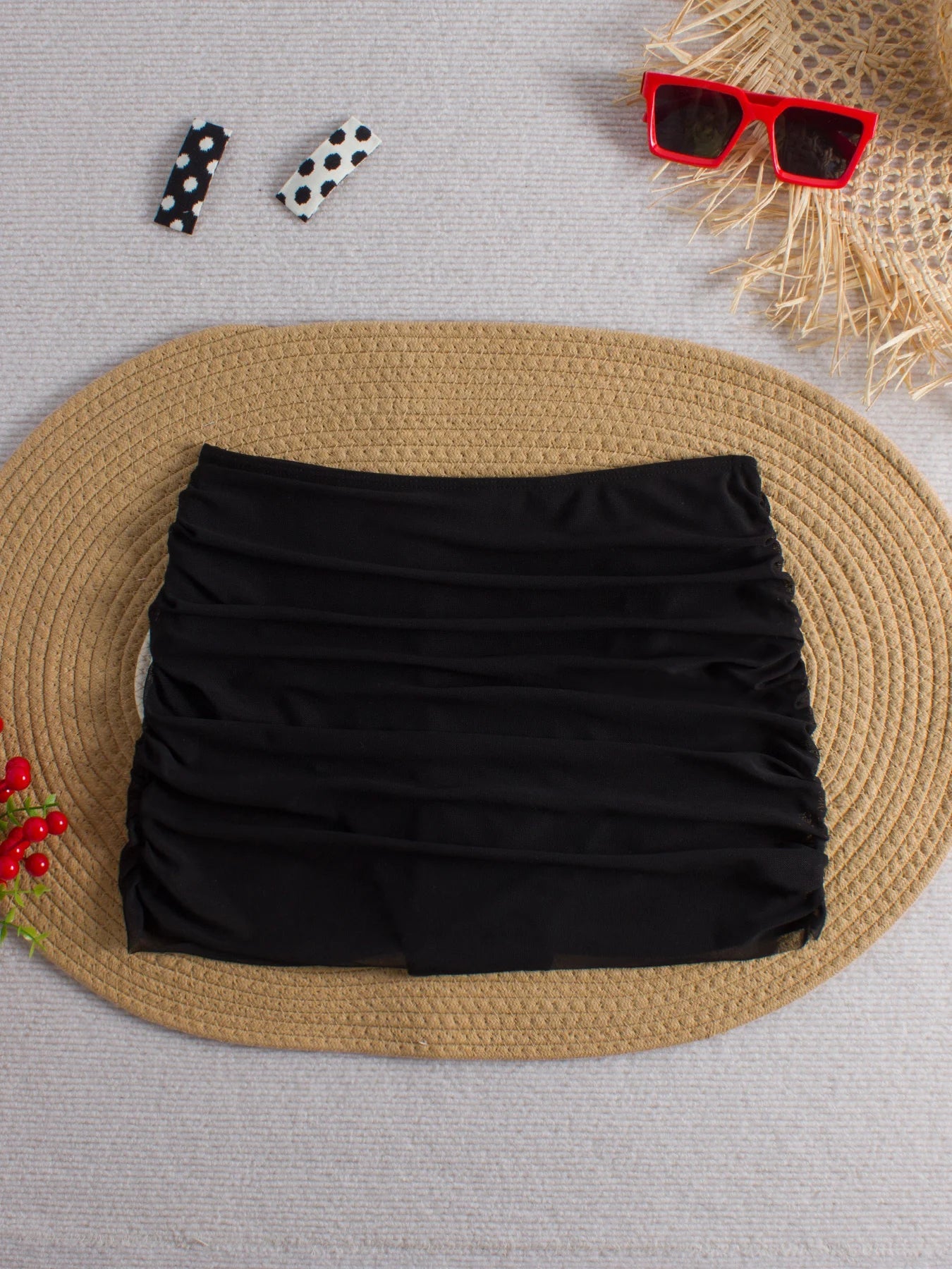 2026 Black Mesh Skirt Pants Swimsuit Sexy Swimwear Women Solid Bathers Bathing Swimming Trunks Swim Suit Female XXL