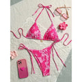 New New Floral Tie-Detail Bikini Sexy Three-Point Women's Swimsuit Sporty Yoga Fitness Fans' Goods Swimsuit Bikini