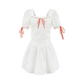 Foridol Bowknot White Summer Women's Dresses 2025 Square Collar Cotton Hollow Out Short Dress New in Vintage Beach Dress