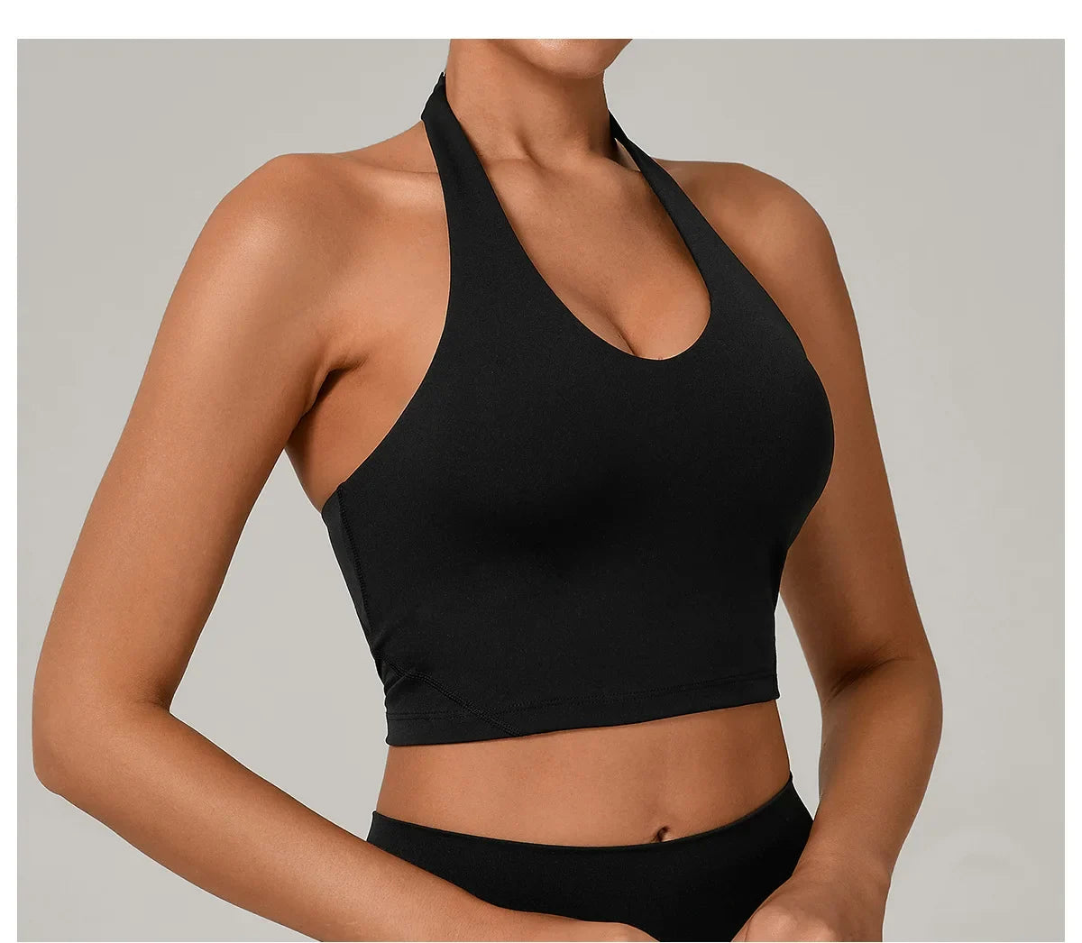 Women Fitness Sports Bra Halter Top High Support Push-up Open Back Gym Bra Shockproof Running Fitness Yoga Workout Underwear