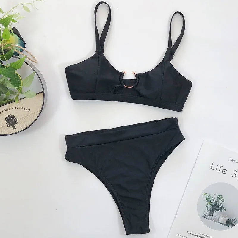 SnakeSkin Female Swimsuit High Waist Bikini Women Swimwear Two-pieces Bikini Set Hollow Out Bathing Suit Swim Wear Beachwear