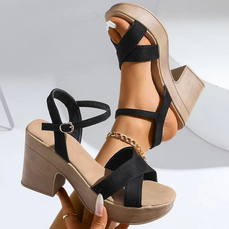 Outdoor Buckle Strap Wedge Sandals for Women Summer 2025 Comfortable Solid Woman Platform Sandles Open Toe Sandalias for Women