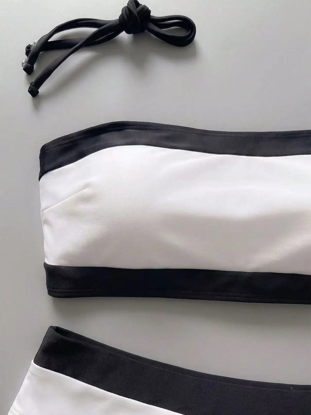 Sexy White Black Patchwork Bikini Set 2026 Women Bandeau Push Up Bra High Waist Swimsuit Beach Bathing Suit Holiday Swimwear