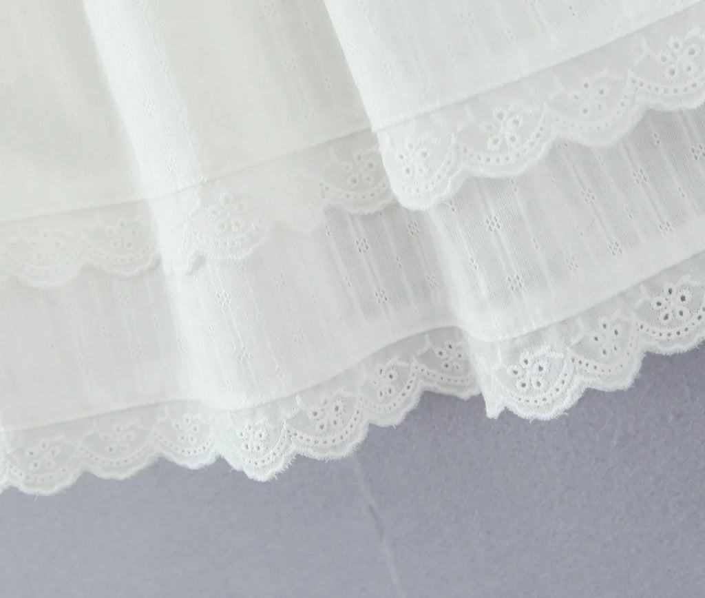 White Lace Dress Women Strapless Sleeveless Short Summer Dress Corset Cotton Mini Beach Casual Vestidos Party Dress 2025