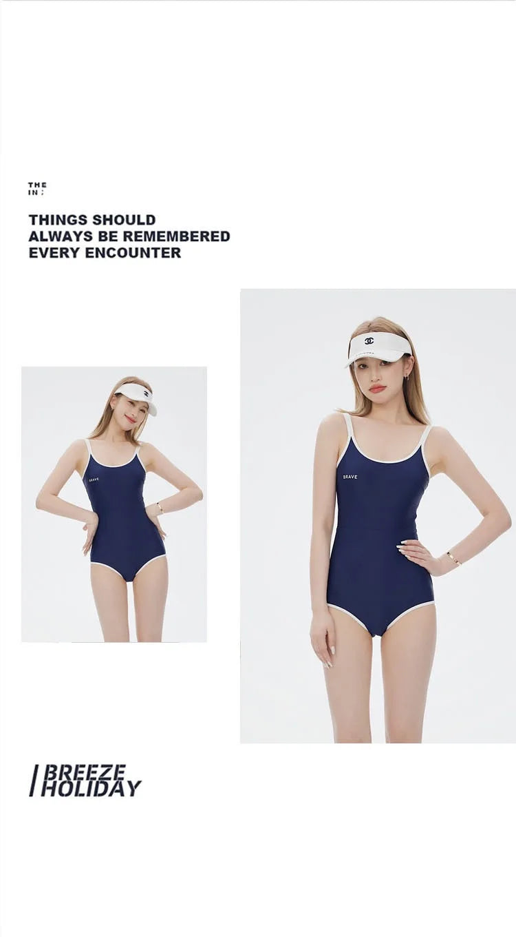 New year's one-piece swimsuit for women, conservative and slimming, gathering girls, Instagram style hot spring swimsuit