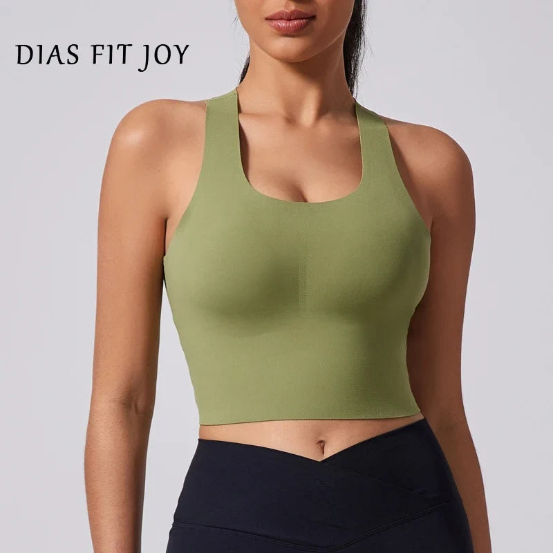 DIAS FIT JOY Wide shoulder strap cross sports vest comfortable shockproof yoga bra fixed chest pad beautiful back fitness Gym
