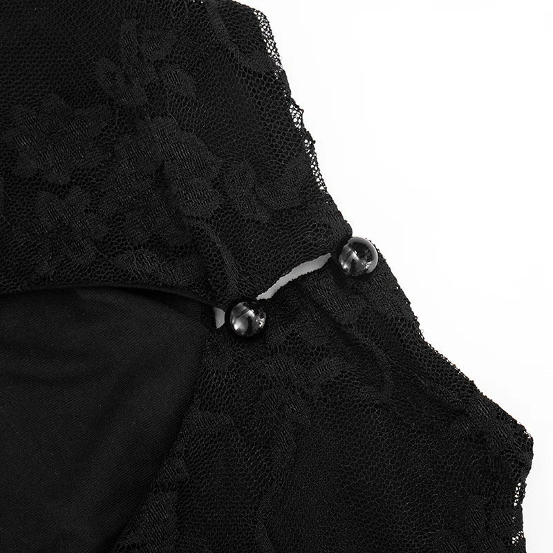 FDYOUI Women's Backless Sleeveless Bodysuits 2026 Summer Sexy Buttons Hollow Out Lace Jumpsuits Night Club Overalls Black Red