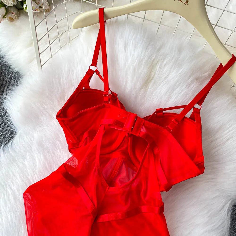 MOYISU Women's Sexy Summer Bodysuit Halter See Through Mesh Lingerie Push Up Pads Euro Style Boho Chic Shapewear Hot Item AU Hot