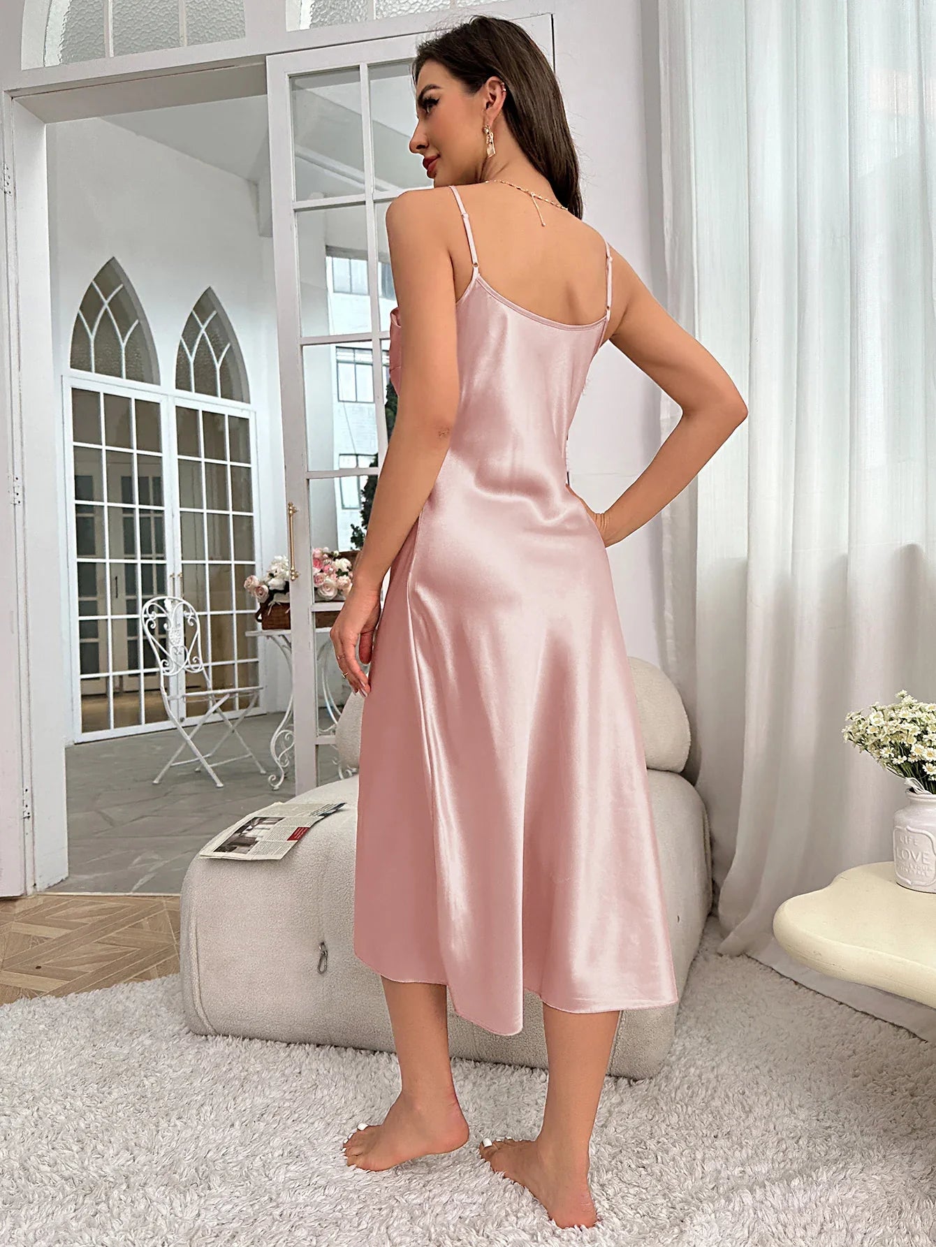 Women's Nightdress Spaghetti Strap V Neck Elegant Luxury Comfortable Breathable Loungewear Relaxing Daily Leisure Classic Style