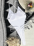 Sexy Extreme G String Thong Women Ribbed Swimwear One Piece Swimsuit Female Cross Backless Monokini High Cut Bathing Suit Swim