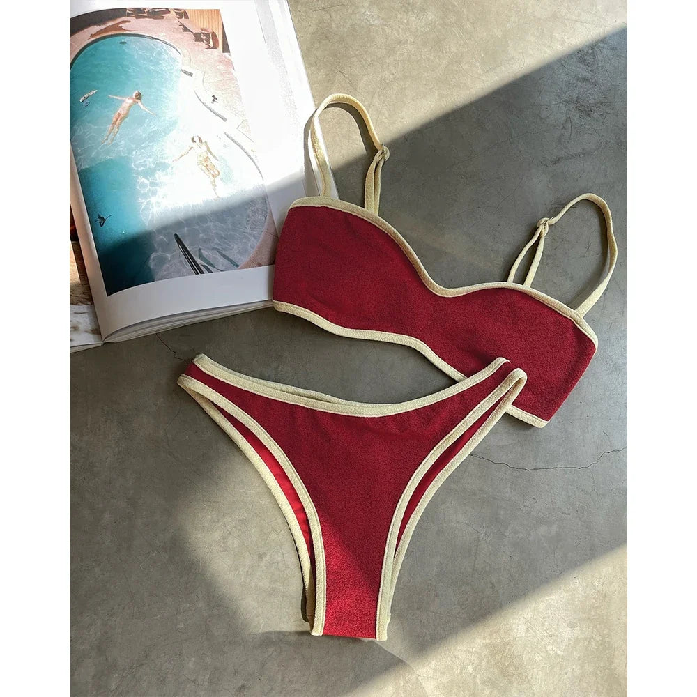 Micro Bikinis Push Up Women Swimsuits 2025 Sexy Swimwear Brazilian Bikini Set Pink Biquini Patchwork Swimsuit Bandeau Beachwear