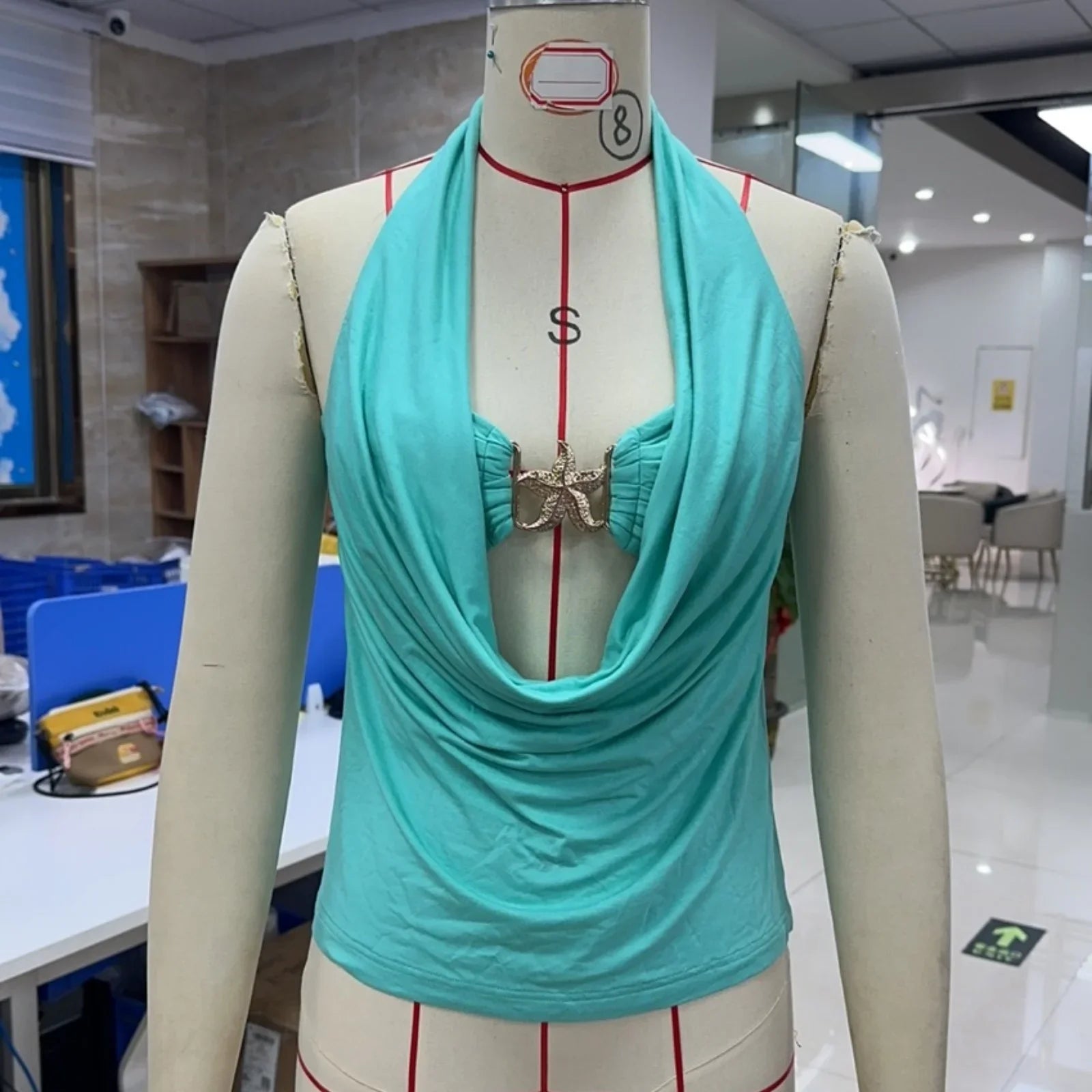 Women's Summer Halter Tops Stylish Starfish Slim Fit Backless Sleeveless Vest for Daily Life and Beach
