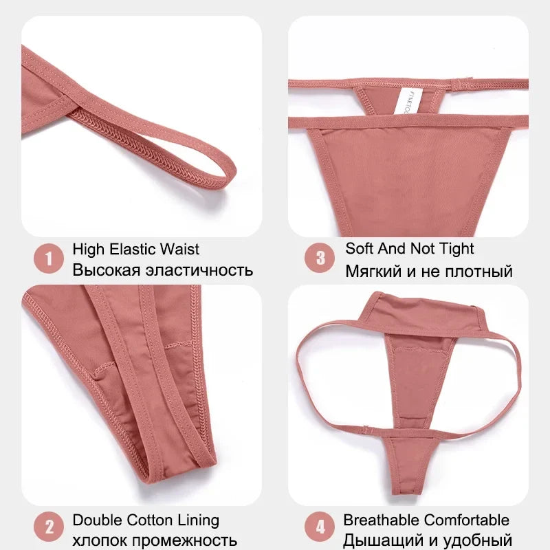 New 3PCS/Set Cotton Bikini Panties Women Sexy Solid Color Low Waist Thongs Female Breathable G-String Underwear Comfort Lingerie