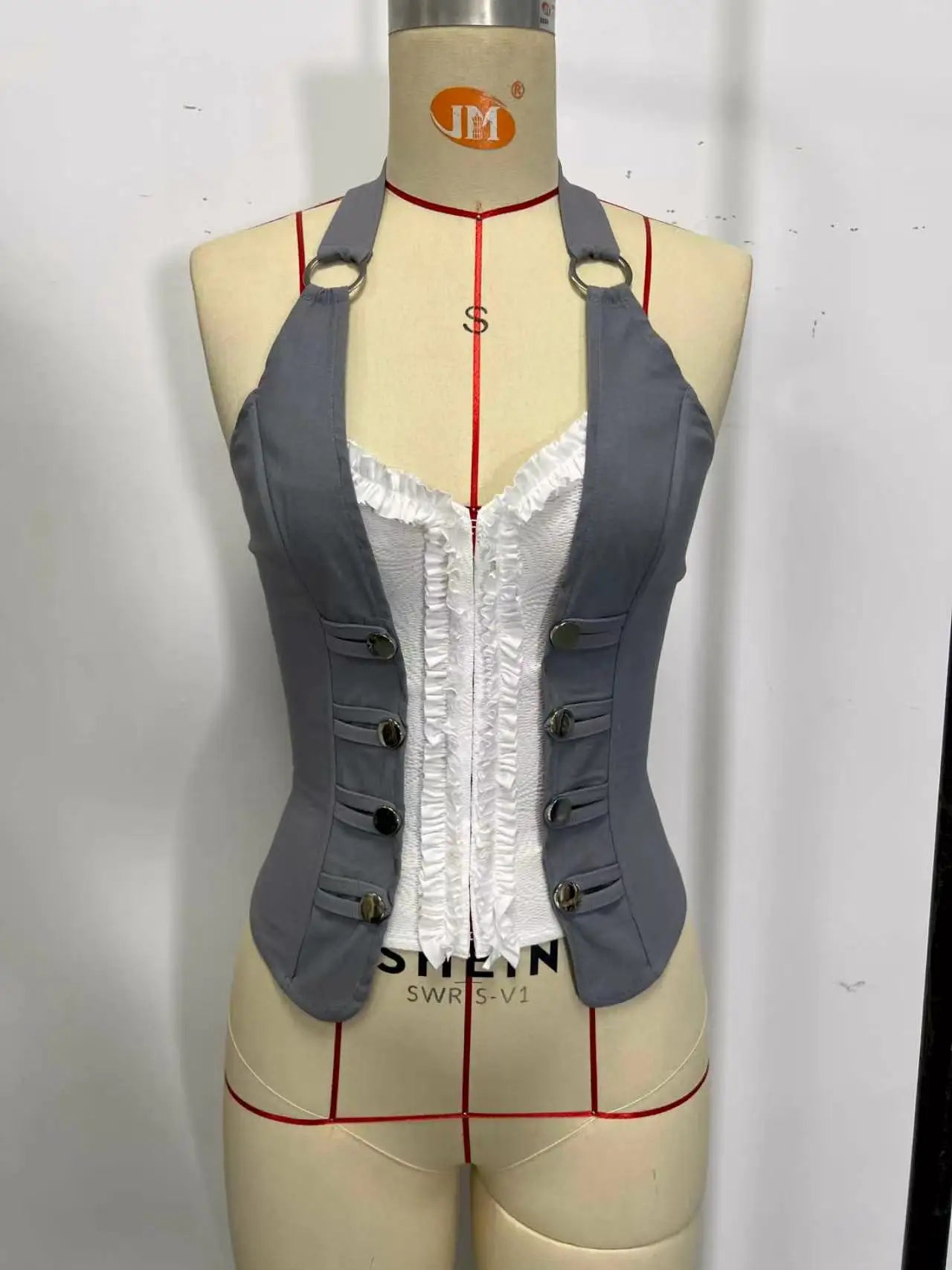 Summer Black White Contrast Tank Top Women Hanging Neck Lace Trim Button Slim Fishbone Waistband Camisole Sexy Party Hliday Vest