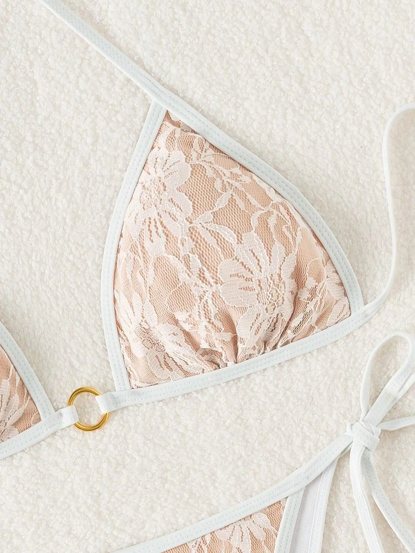 Embroidery Mesh Lace Halter Bikini Female Swimsuit Women Swimwear Two-pieces Bikini Set High Cut Bathing Suit Swim Beach Wear