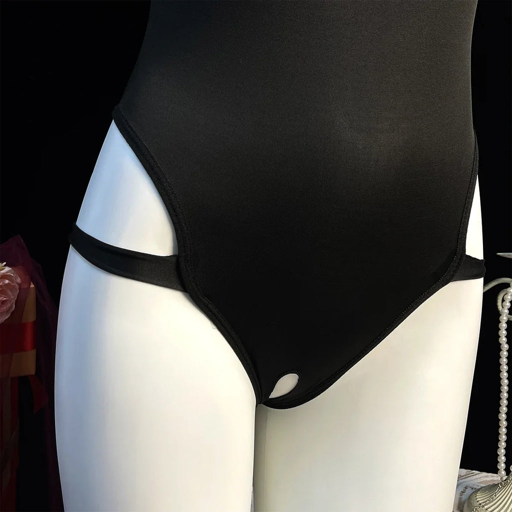 Sexy Crotchless Lingerie Women Hollow Sexiest Bodysuit Erotic Costumes Baby Doll Dress Elastic Porn Underwear Open Crotch Outfit
