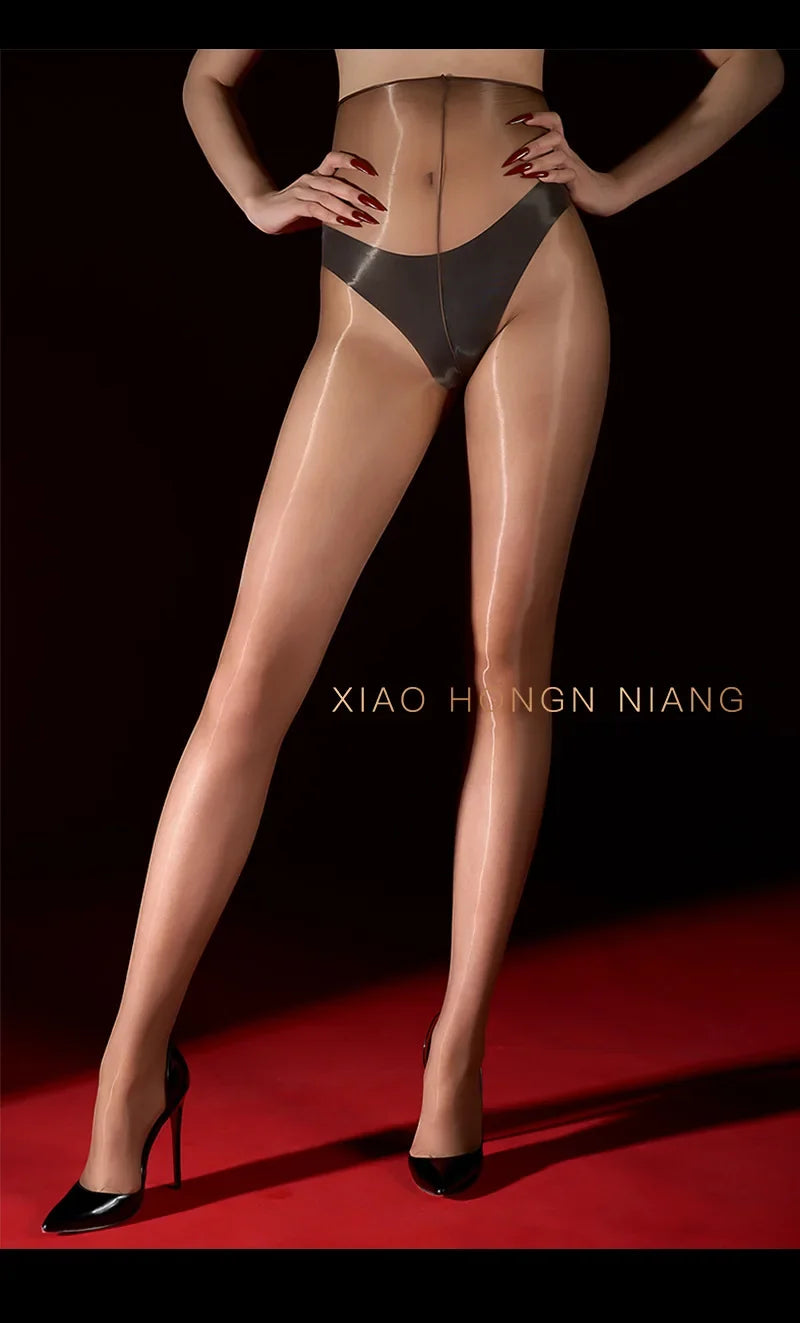 Sexy Silk Horse Oil Stockings Thin Anti-Snag Glossy Pearl Pantyhose Solid Color Transparent Mesh Nightclub Wear Pantyhose 0RG0