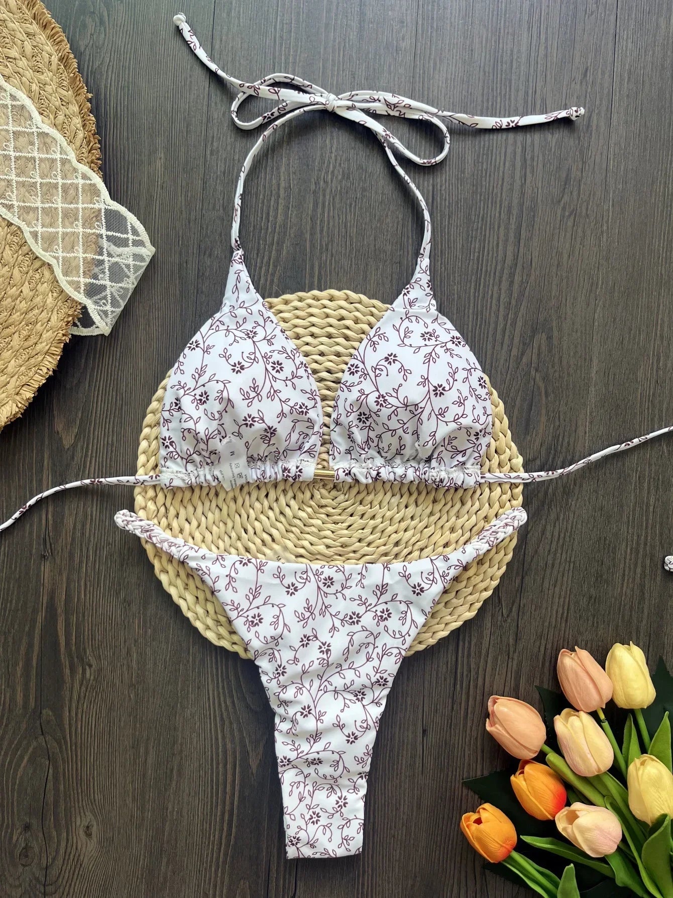 Leopard Halter Scrunch Butt Micro Thong Bikini Women Swimwear Female Swimsuit Two-pieces Bikini Set Bather Bathing Suit Swim