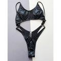 Snake Skin Tummy Cut Out Mini Mirco Thong Women Swimwear One Piece Swimsuit Female High Leg Cut Bather Bathing Suit Swim V5548