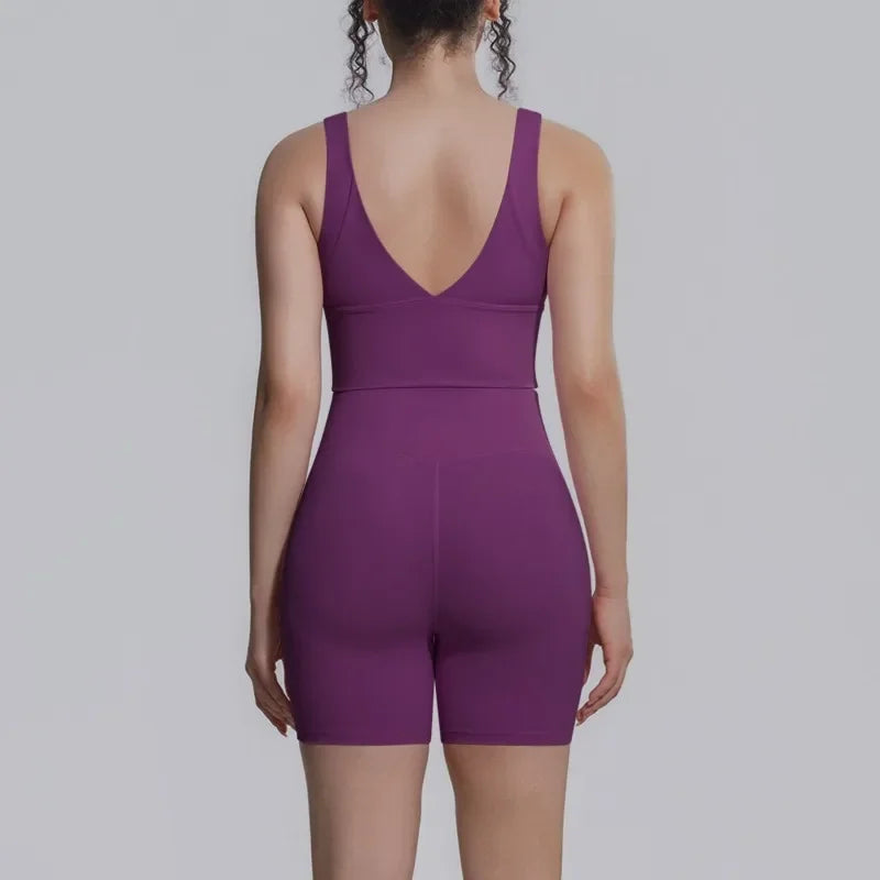 Women's Yoga Set Sports Running Fitness Beautiful Back Vest Hip Lifting Slim-Fit High Waist Shorts Training Gym Workout Suits