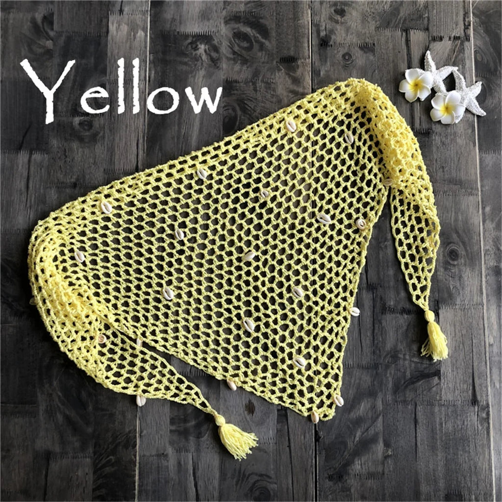 7 Colors Hollow Out Crochet Knitted Sarong Pareo Beach Cover Up Cover-ups Beach Dress Beach Wear Beachwear Female Women V7010