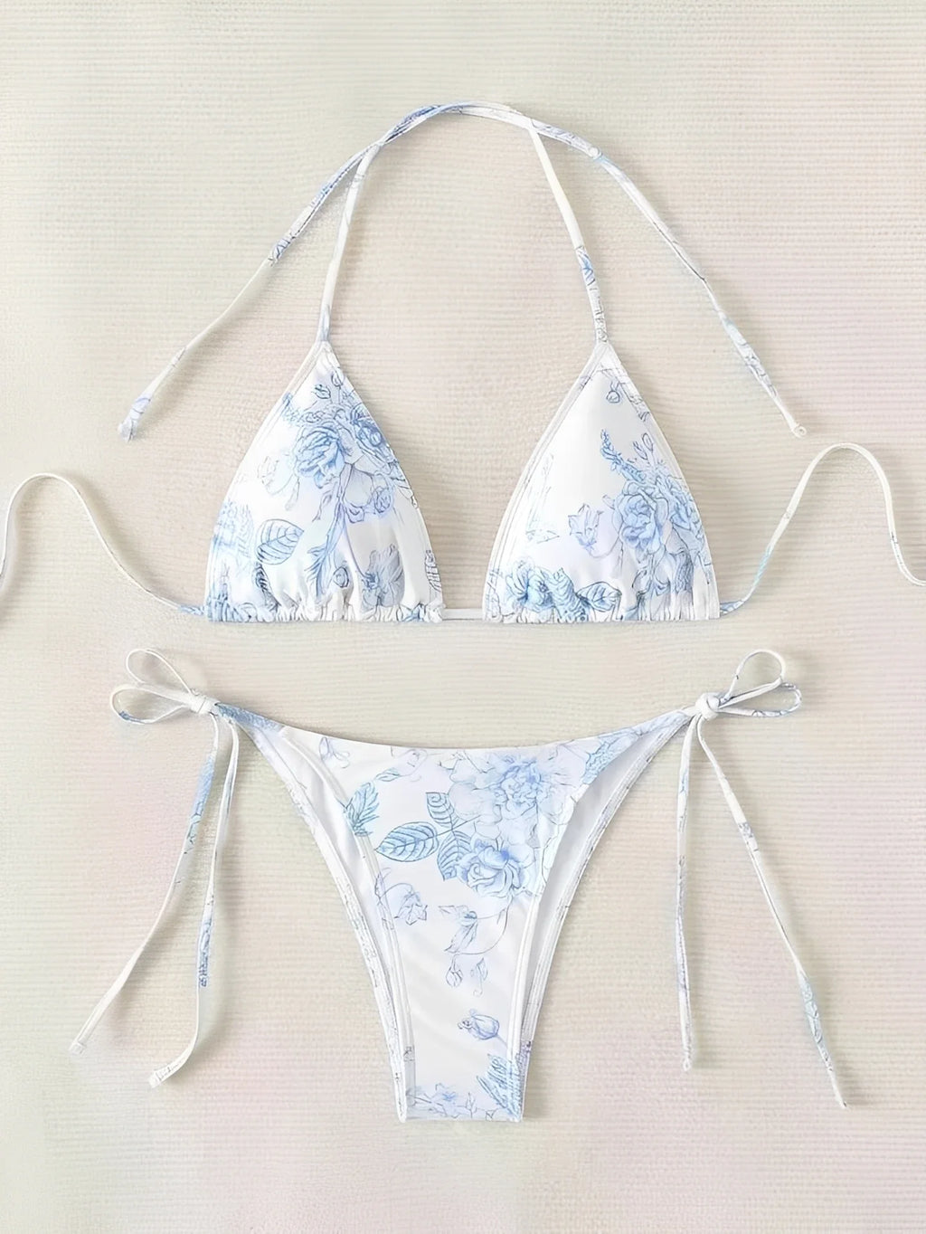2026 Halter Triangle Bikinis Printed Swimsuit Women Sexy String Swimwear Female Bathers Swimming Bathing Swimming Swim Suit
