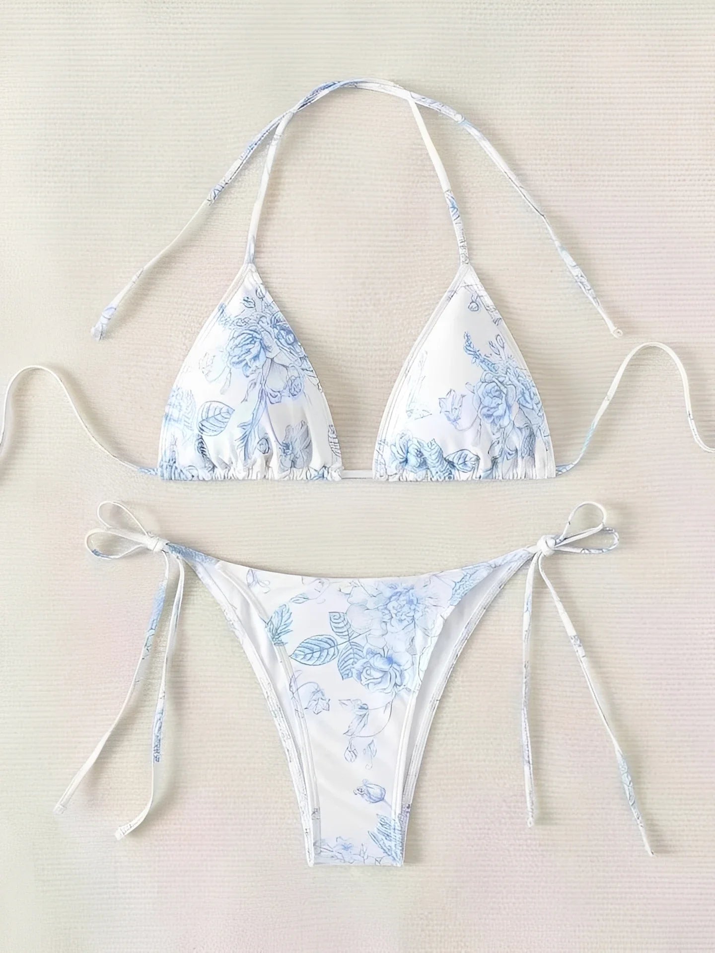 2026 Halter Triangle Bikinis Printed Swimsuit Women Sexy String Swimwear Female Bathers Swimming Bathing Swimming Swim Suit