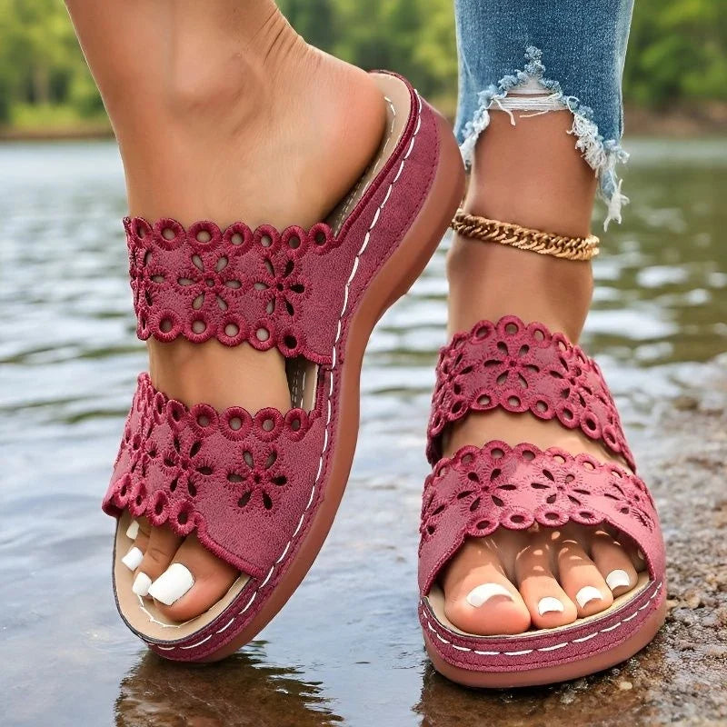 Vinatge Hollow Out Platform Sandals Women Lightweight Plus Size Wedges Sandles Woman Comfortable Thick Sole Casual Sandalias 43
