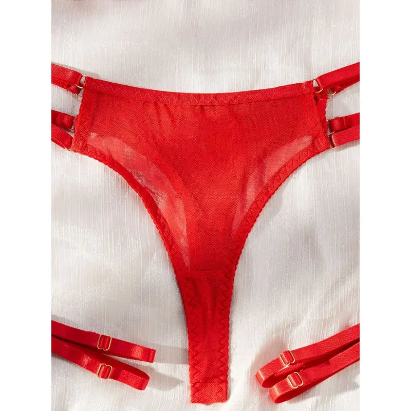 Toucheart Hollow Out 4-piece Sexys Set Transparent Lingerie For Women Underwear See Through Lingerie Sets Female Sexy Costumes